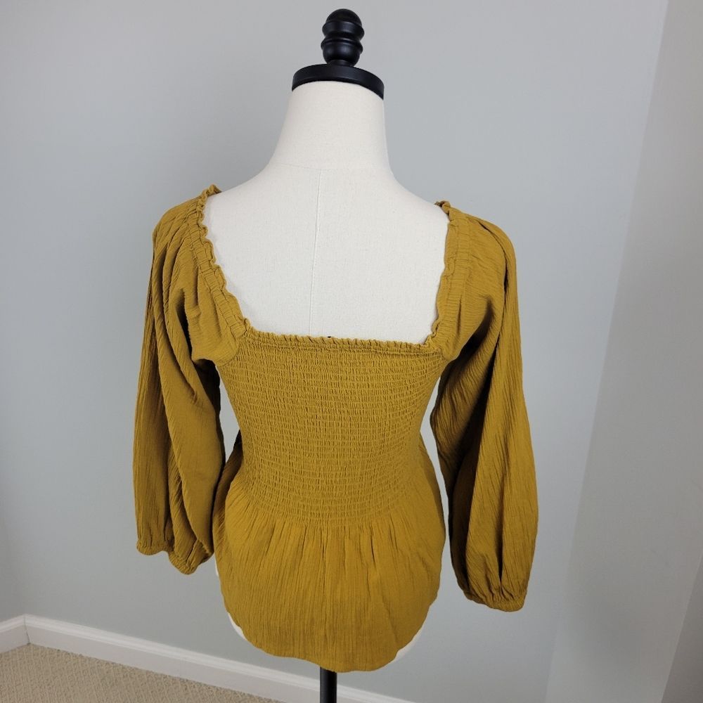 Madewell Lucie Smocked Peplum Top Burnt Orange Size 2 - Picture 9 of 9